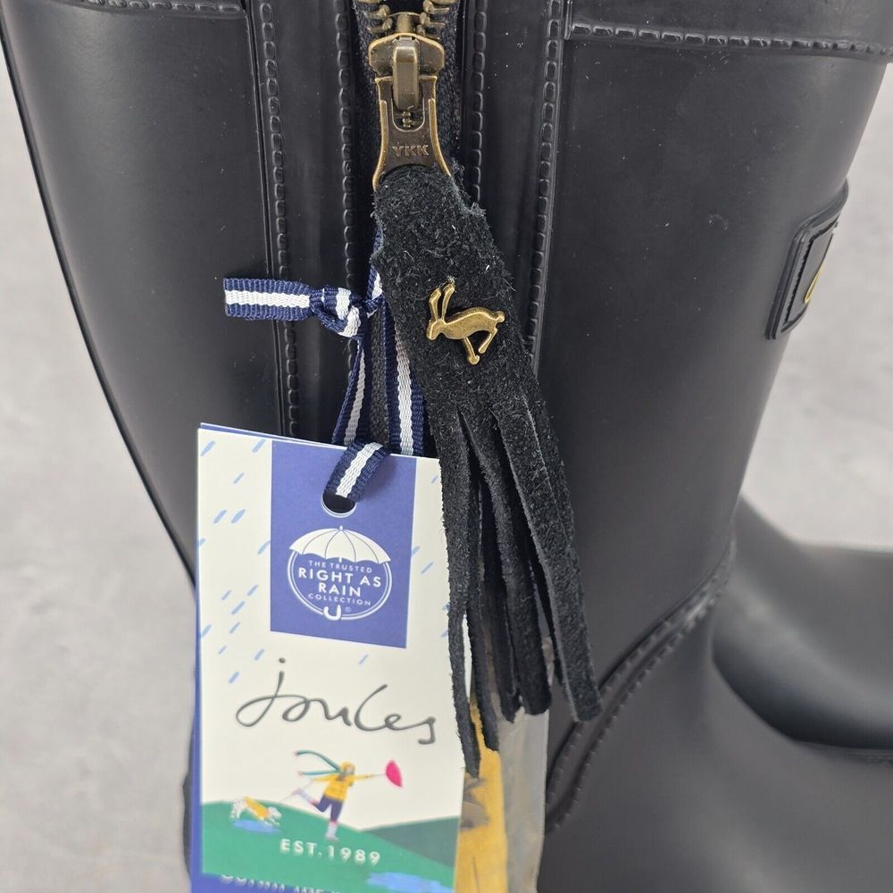 New Joules Rain Boots Mid Calf Rosalind Black‎ Boots Size US: 5 UK: 3 - Picture 5 of 14